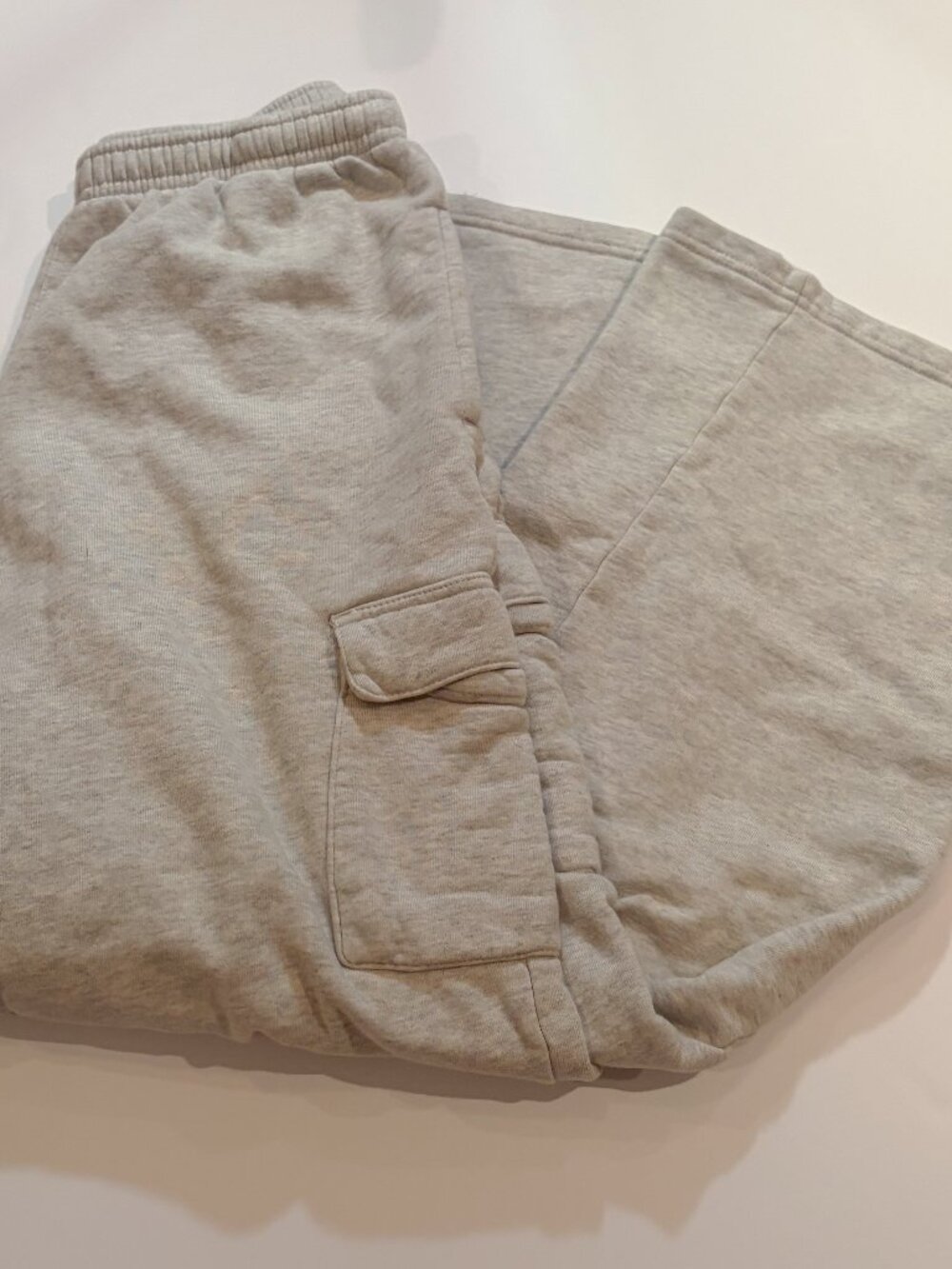 Brandy Melville Light Gray Cargo Sweatpants Wide Leg Fleece One Size